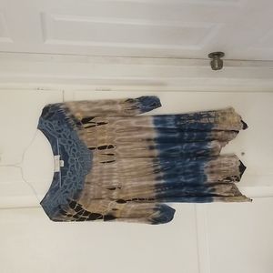 NATURE ART Lynn Wang  3/4 Sleeve Tunic Top Artsy Tie Dye size medium
